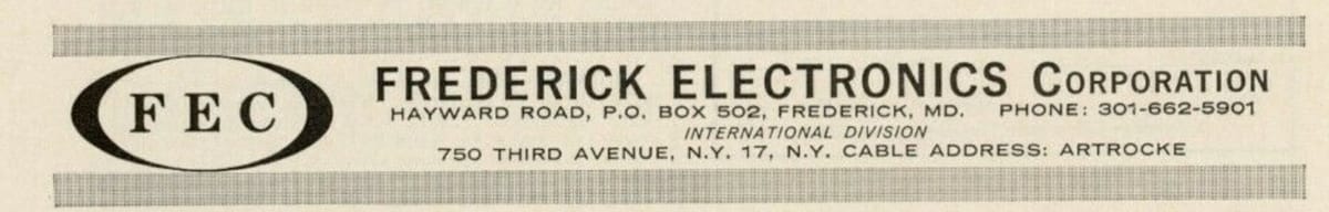 An excerpt from a vintagecad for the Frederick Electronics Corporation